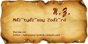 Mátyássy Zoárd névjegykártya